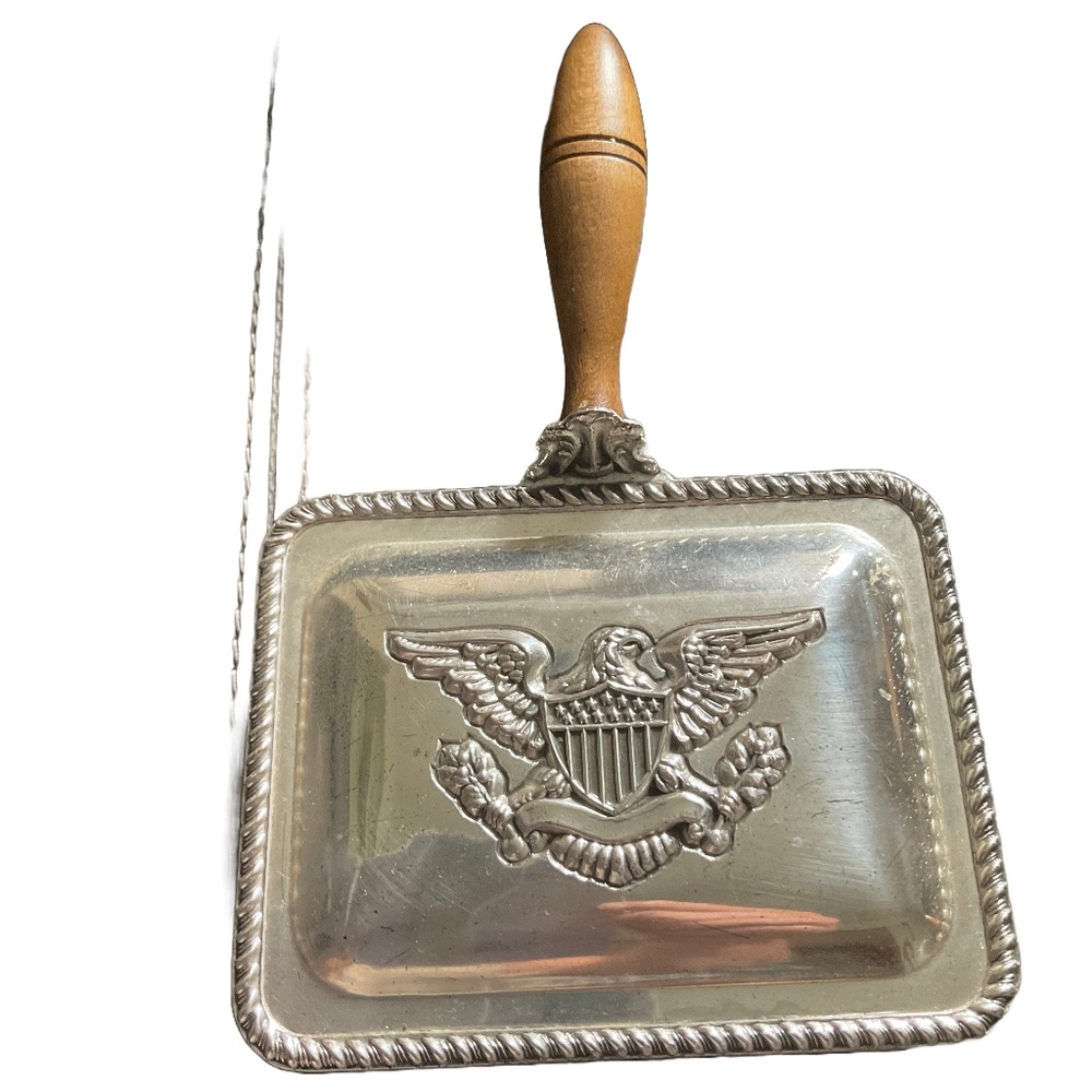 Silent butlers silver plated eagle engraved with wood handle